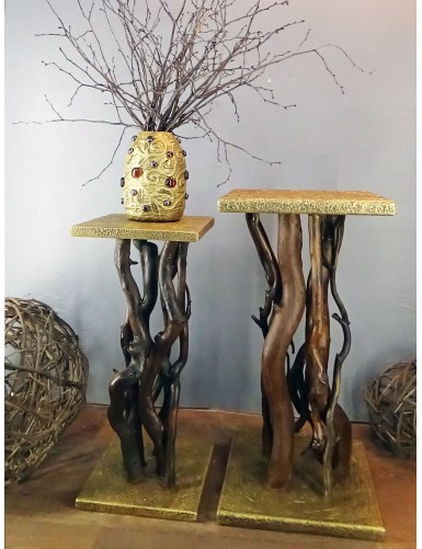 Підставка з натуральних дерев'яних стовбурів, для квітів та кімнатних рослин