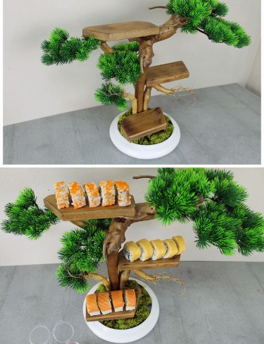 Подставка деревянная для подачи роллов, суши, кексов и других кондитерских изделий